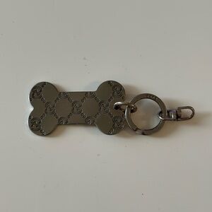 Gucci Silver Dog Bone Tag Keychain